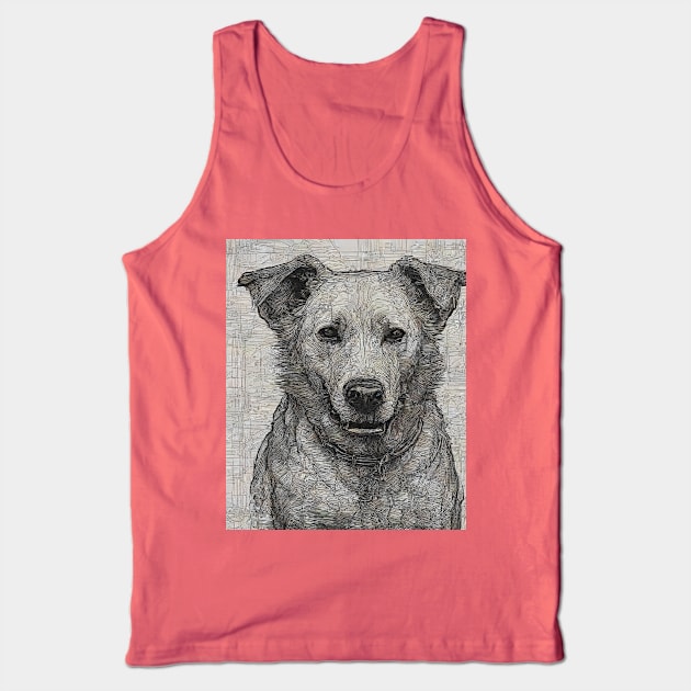 Dog Sketch Design Tank Top by Dreamy Canvas Art